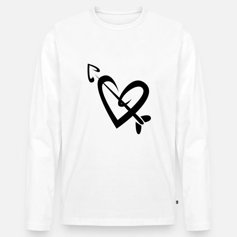 Herz Pfeil - Männer Premium Bio Langarmshirt - Weiß