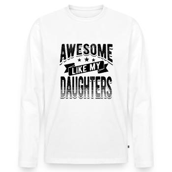 Parents Mère Père de filles Filles - T-shirt manches longues Premium bio Homme - blanc - Devant - Nico (187cm)