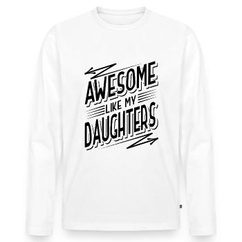 Parents Mère Père de filles Filles - T-shirt manches longues Premium bio Homme - blanc - Devant - Nico (187cm)