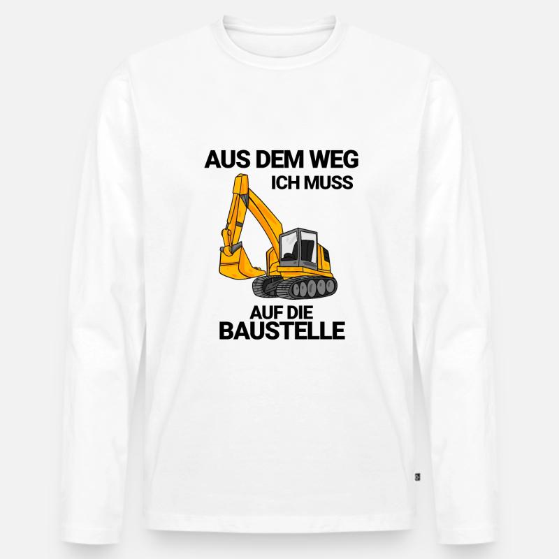 Baustelle Bagger Baggerfahrer Geschenk - Männer Premium Bio Langarmshirt - Weiß