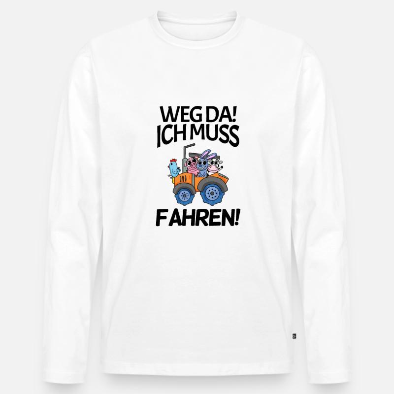 Traktor Trecker Spruch - Männer Premium Bio Langarmshirt - Weiß