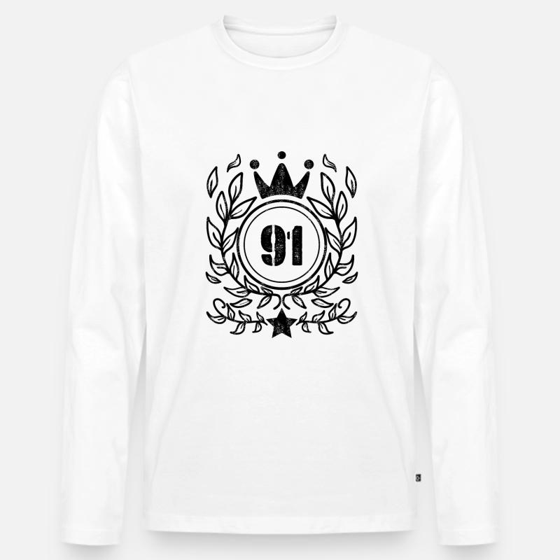 91 - 1991 - Männer Premium Bio Langarmshirt - Weiß