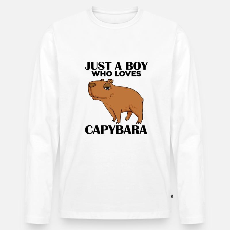 Capybara Junge - Männer Premium Bio Langarmshirt - Weiß