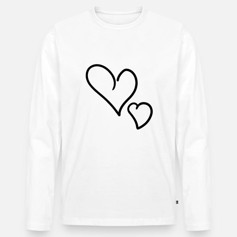 Herz Herze - Männer Premium Bio Langarmshirt - Weiß