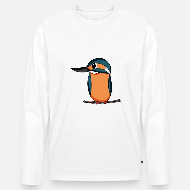 Eisvogel Blauer Vogel - Männer Premium Bio Langarmshirt - Weiß