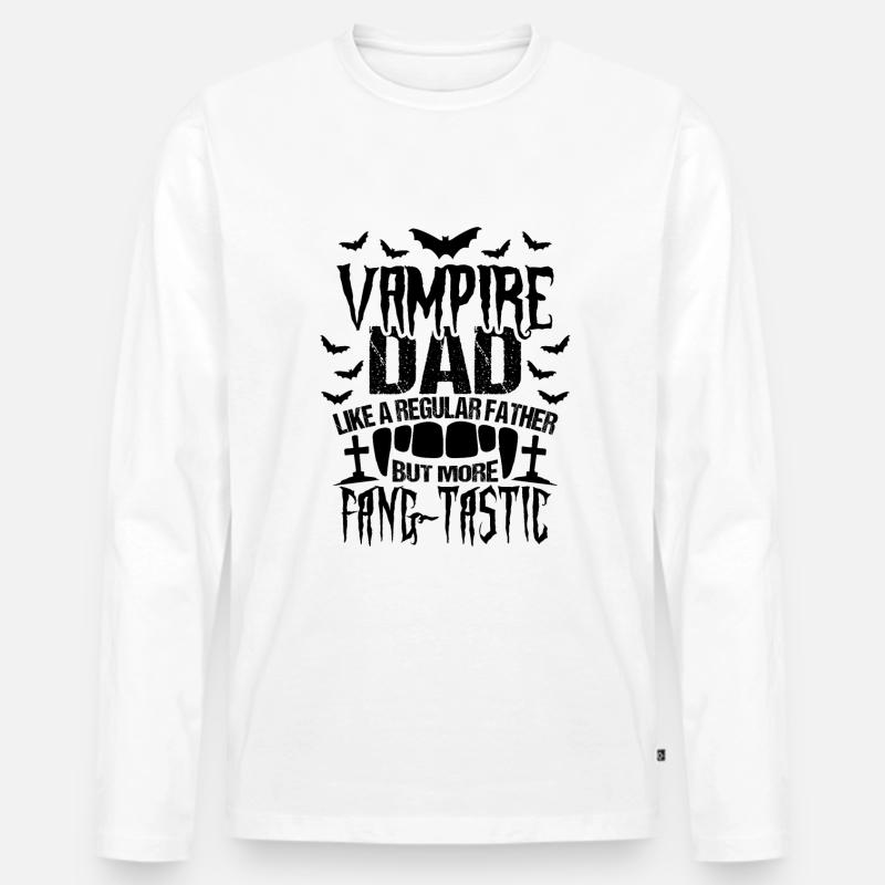 Vampir Papa Halloween - Männer Premium Bio Langarmshirt - Weiß