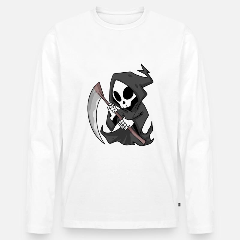 Sensenmann mit Sense - Männer Premium Bio Langarmshirt - Weiß
