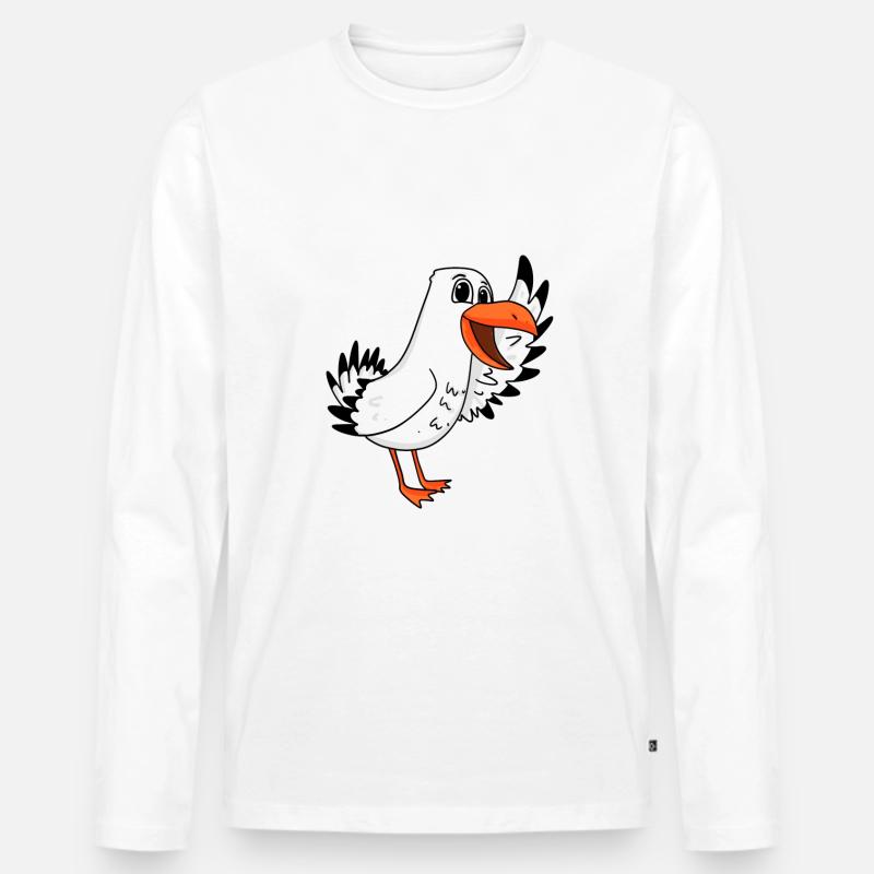 Möwe Begrüßung - Männer Premium Bio Langarmshirt - Weiß