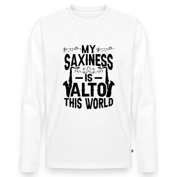 Saxophoniste Saxophoniste Saxophone - T-shirt manches longues Premium bio Homme - blanc - Devant - Nico (187cm)