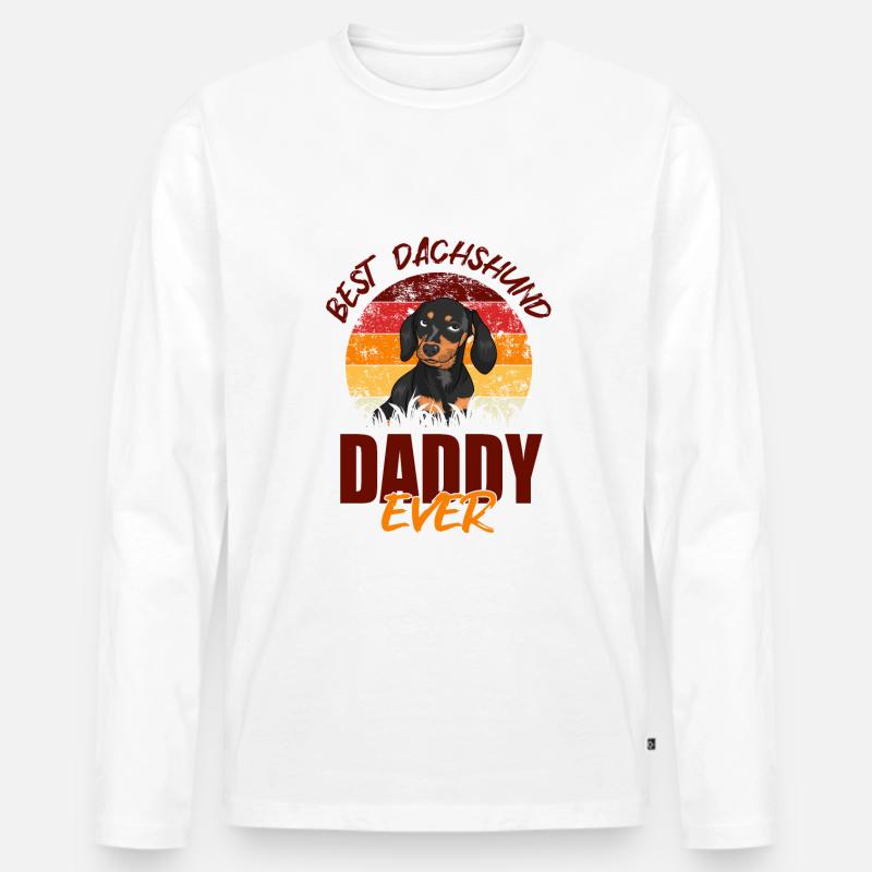 Bester Dackel-Daddy aller Zeiten - Männer Premium Bio Langarmshirt - Weiß