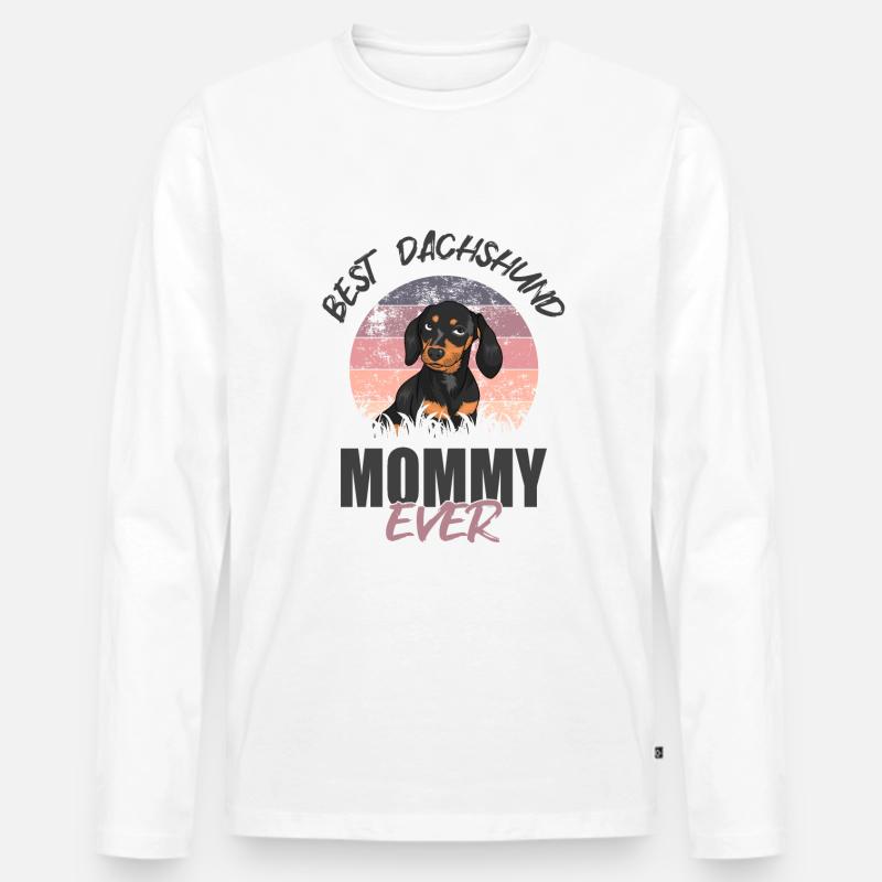 Beste Dackel-Mami - Männer Premium Bio Langarmshirt - Weiß
