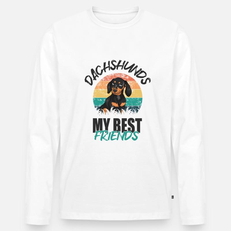 Dackel - Männer Premium Bio Langarmshirt - Weiß
