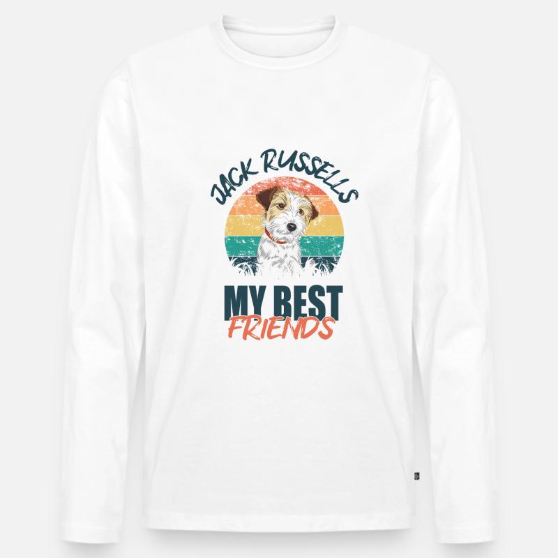 Jack Russell - Männer Premium Bio Langarmshirt - Weiß