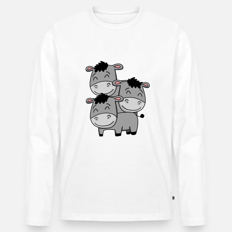 Niedliche Esel - Männer Premium Bio Langarmshirt - Weiß