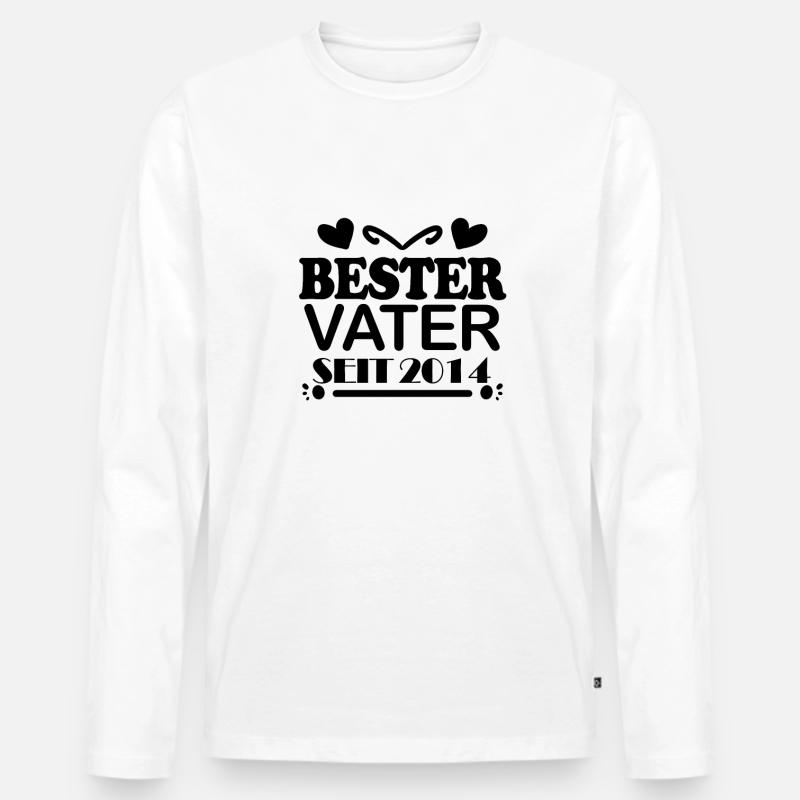 Bester Vater seit 2014 - Männer Premium Bio Langarmshirt - Weiß