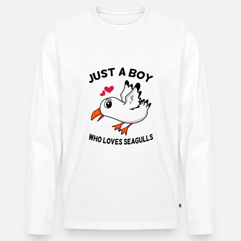 Möwe Spruch - Männer Premium Bio Langarmshirt - Weiß