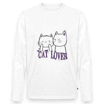 Wickedly Handsome Evil Cute Cat - Men's Premium Organic Long Sleeve Shirt - white - Front - Nico (187cm)