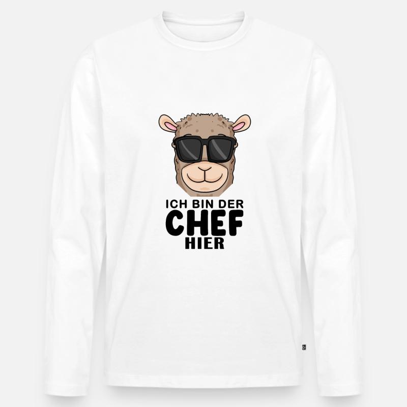 Cool Lama Chef Spruch - Männer Premium Bio Langarmshirt - Weiß