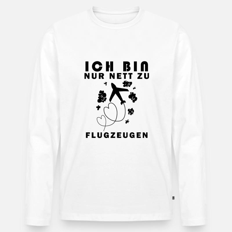 Flugzeug Spruch Geschenk - Männer Premium Bio Langarmshirt - Weiß