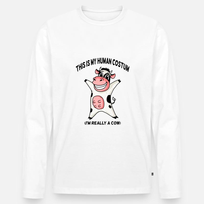 Kuh Kostüm - Männer Premium Bio Langarmshirt - Weiß