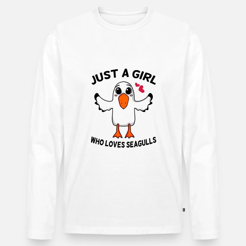 Möwe Spruch Mädchen Nordsee - Männer Premium Bio Langarmshirt - Weiß