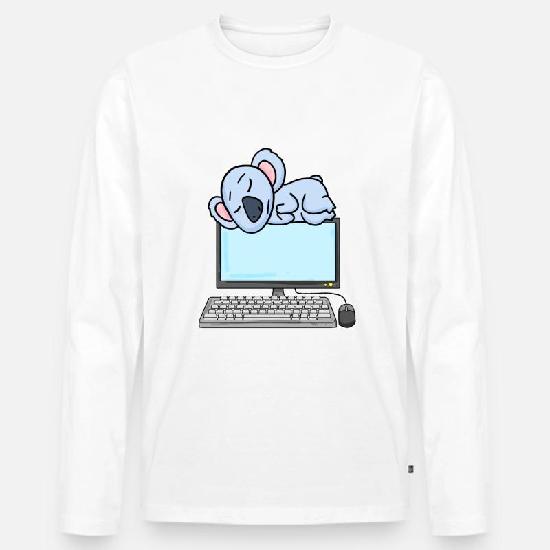 Koala Computer Nerd Programmierer Geschenk - Männer Premium Bio Langarmshirt - Weiß