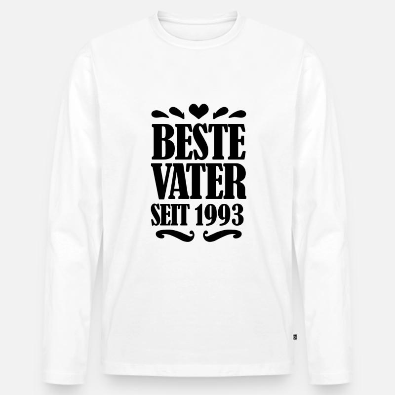 Bester Vater seit 1993 - Männer Premium Bio Langarmshirt - Weiß