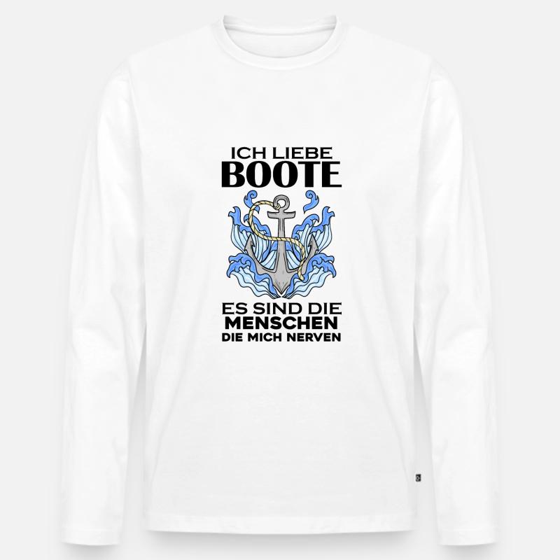 Boote Motorboot Boot - Männer Premium Bio Langarmshirt - Weiß
