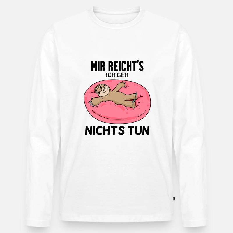 Faultier Spruch - Männer Premium Bio Langarmshirt - Weiß
