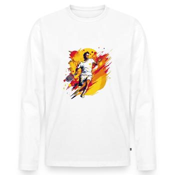 Tennis - Mannen Premium Bio shirt met lange mouwen - wit - Voor - Nico (187cm)