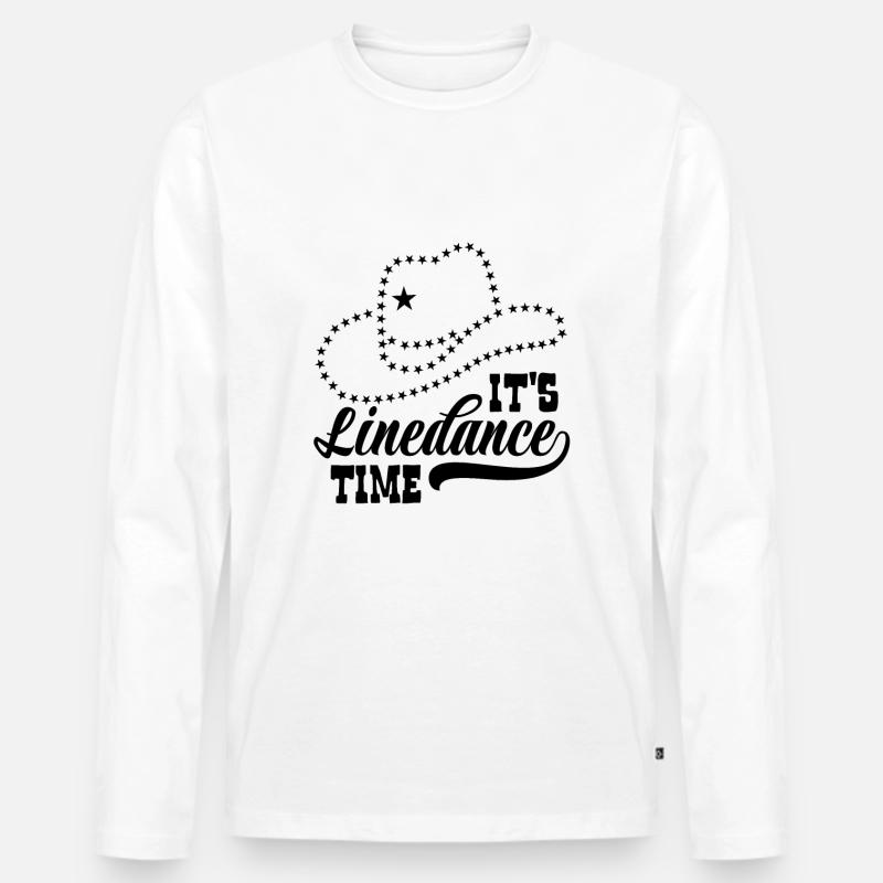 Linedance Linedancing Country Fan - Geschenk - Männer Premium Bio Langarmshirt - Weiß