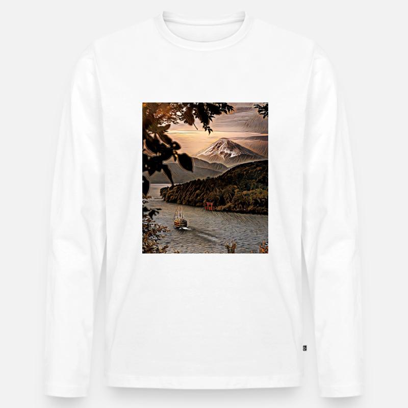 Ashi-See, Hakone, Japan - Männer Premium Bio Langarmshirt - Weiß