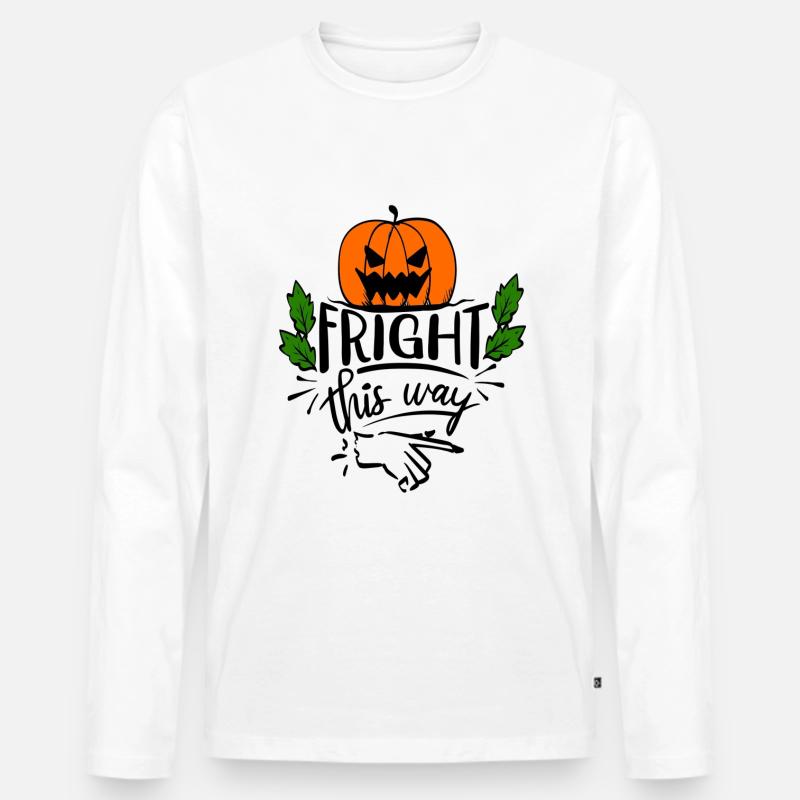Hier entlang: Halloween - Männer Premium Bio Langarmshirt - Weiß