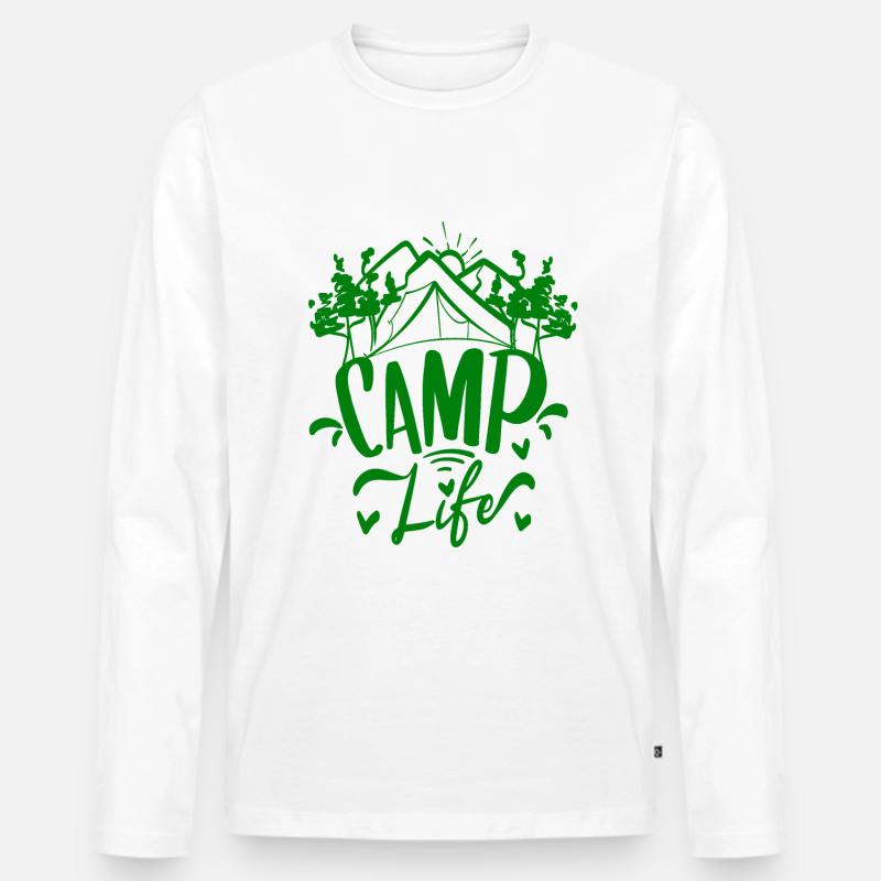 Das Leben im Camp - Männer Premium Bio Langarmshirt - Weiß