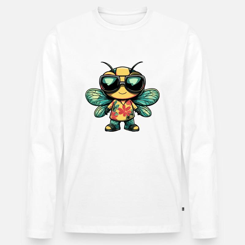Libelle Cool Sommer - Männer Premium Bio Langarmshirt - Weiß