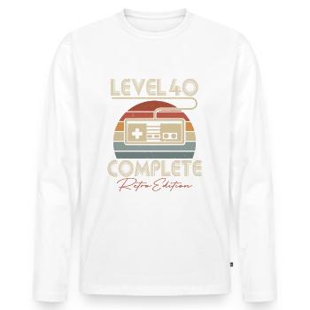 40 Anniversaire Niveau 40 Complet 40 Ans Rétro - T-shirt manches longues Premium bio Homme - blanc - Devant - Nico (187cm)
