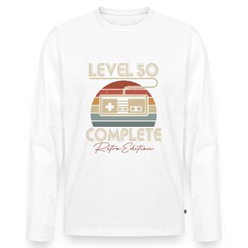 50th Birthday Level 50 Complete 50 Years Gift - Men's Premium Organic Long Sleeve Shirt - white - Front - Nico (187cm)