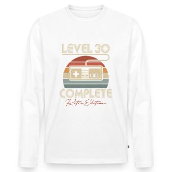 30e anniversaire Niveau 30 Complet Cadeau de 30 ans - T-shirt manches longues Premium bio Homme - blanc - Devant - Nico (187cm)