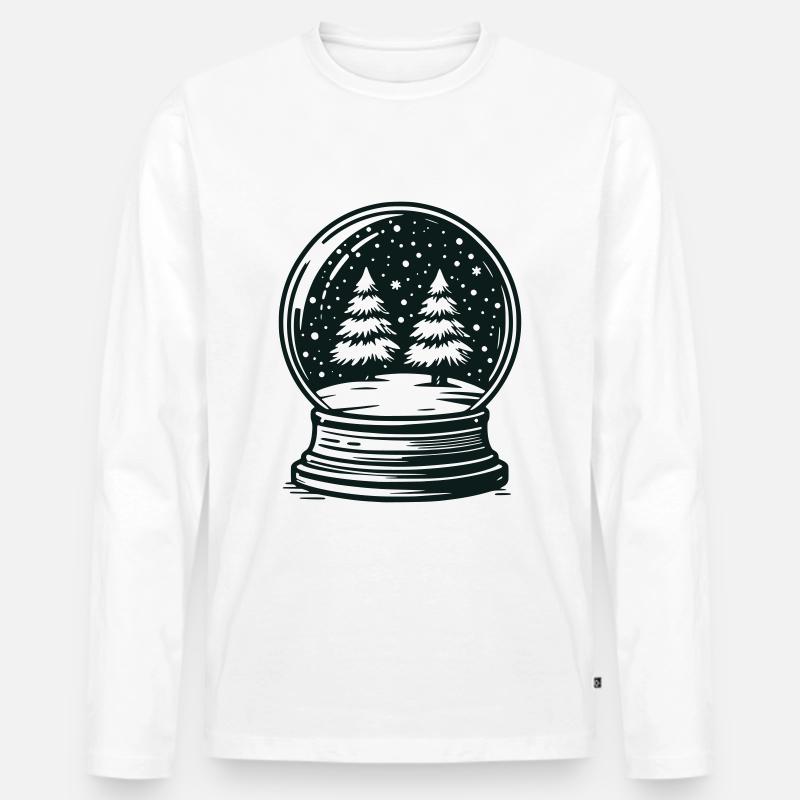 Schneekugel Winterlandschaft - Männer Premium Bio Langarmshirt - Weiß
