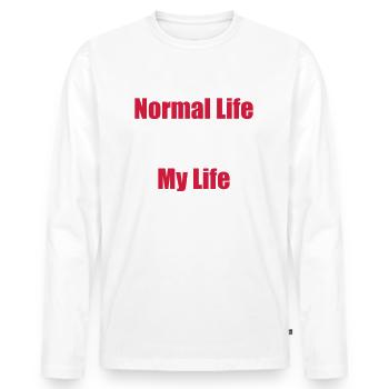My Normal Life Moto, Biker, Ride - Men's Premium Organic Long Sleeve Shirt - white - Front - Nico (187cm)