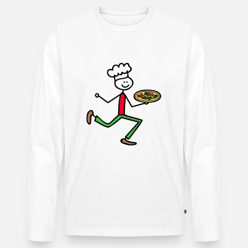 Pizzabäcker - Männer Premium Bio Langarmshirt - Weiß