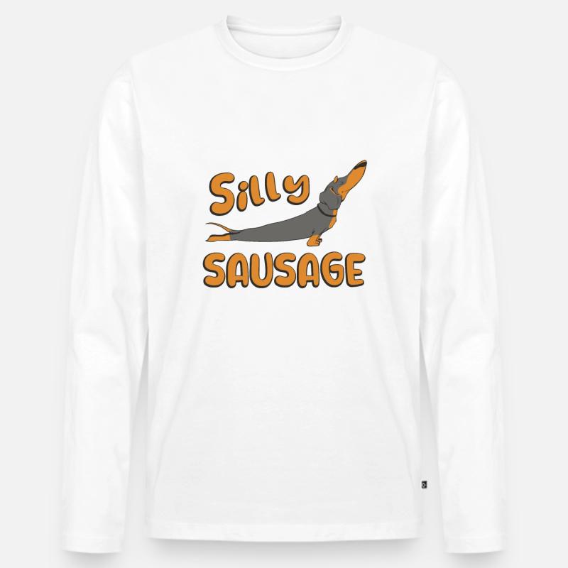 Dummer Wursthund - Männer Premium Bio Langarmshirt - Weiß