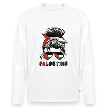Palestine Palestinian Flag Girls Palestinian Girl - Men's Premium Organic Long Sleeve Shirt - white - Front - Nico (187cm)