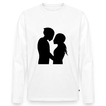 Bikercouple Motorcycle Love Couple Hug Couple - Men's Premium Organic Long Sleeve Shirt - white - Front - Nico (187cm)