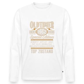 Oldtimer Baujahr Jahrgang 1962 Geburtstag - Männer Premium Bio Langarmshirt - Weiß - Vorne - Nico (187cm)