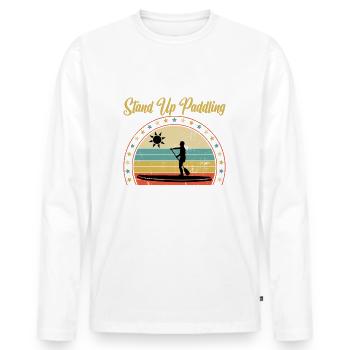 Lustiger Spruch SUP Männer & Frau Stand up Paddle - Männer Premium Bio Langarmshirt - Weiß - Vorne - Nico (187cm)
