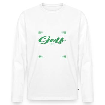 Spruch golf Mann & Frau & Kinder - Männer Premium Bio Langarmshirt - Weiß - Vorne - Nico (187cm)