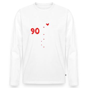 Doux anniversaire 90 ans tenue pour anniversaire - T-shirt manches longues Premium bio Homme - blanc - Devant - Nico (187cm)