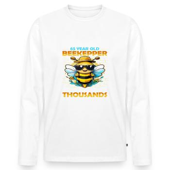 65 years old don't mess with a beekeeper birthday - Men's Premium Organic Long Sleeve Shirt - white - Front - Nico (187cm)