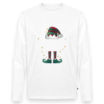 Chef Elf drôle Famille Noël Noël - T-shirt manches longues Premium bio Homme - blanc - Devant - Nico (187cm)